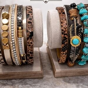 Leopard and Turquoise Bangle Set
